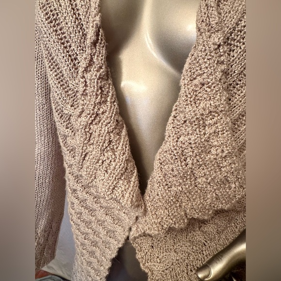 Tribal Shawl Collar Open Cardigan Woman’s Size L Coppery Beige - Picture 2 of 11